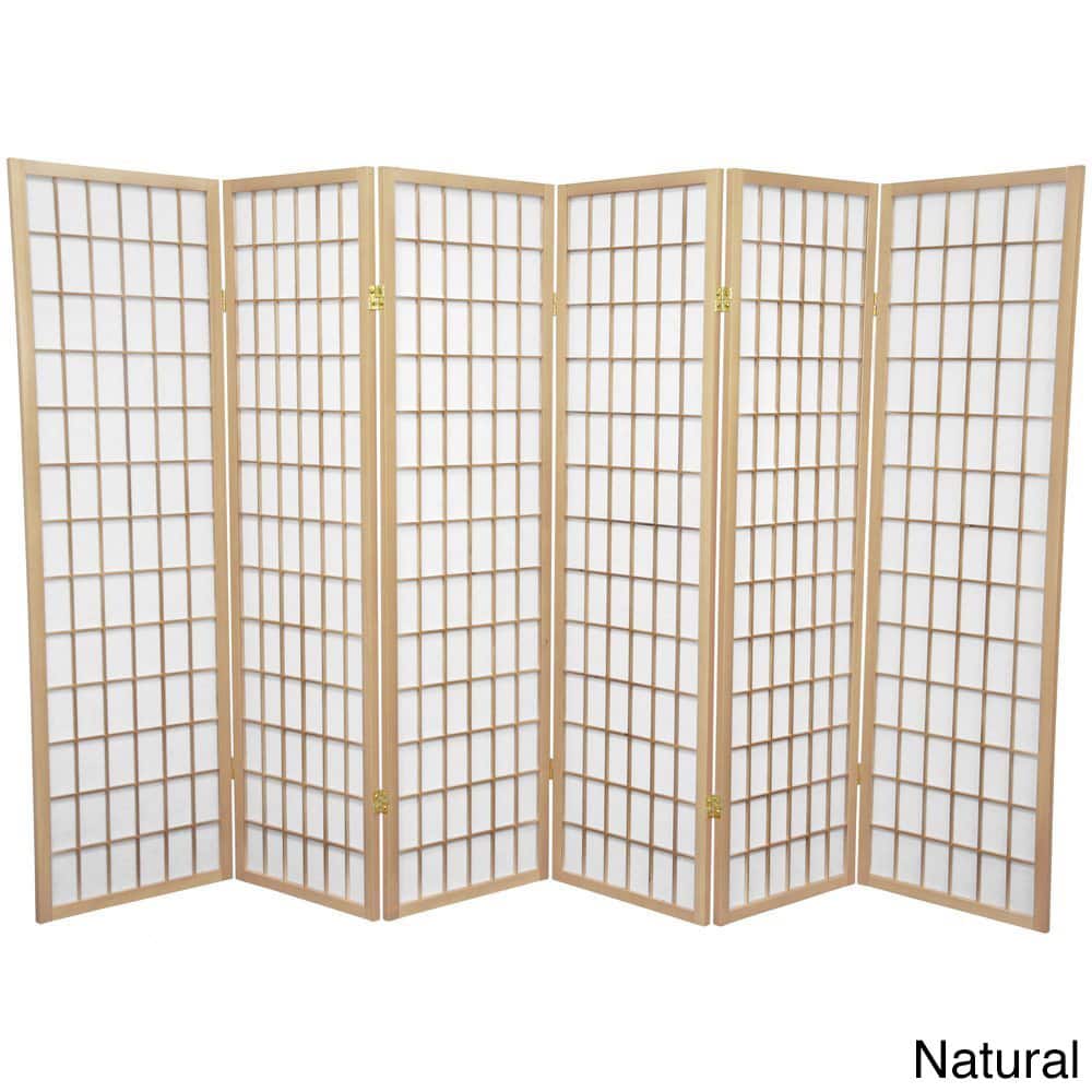 Handmade Wood and Rice Paper 5-foot Windowpane Room Divider (China)
