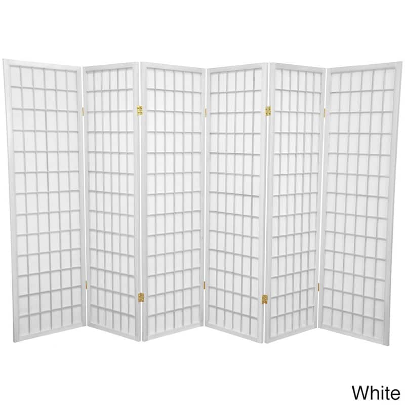 Handmade Wood and Rice Paper 5-foot Windowpane Room Divider (China) - White - 4 Panel