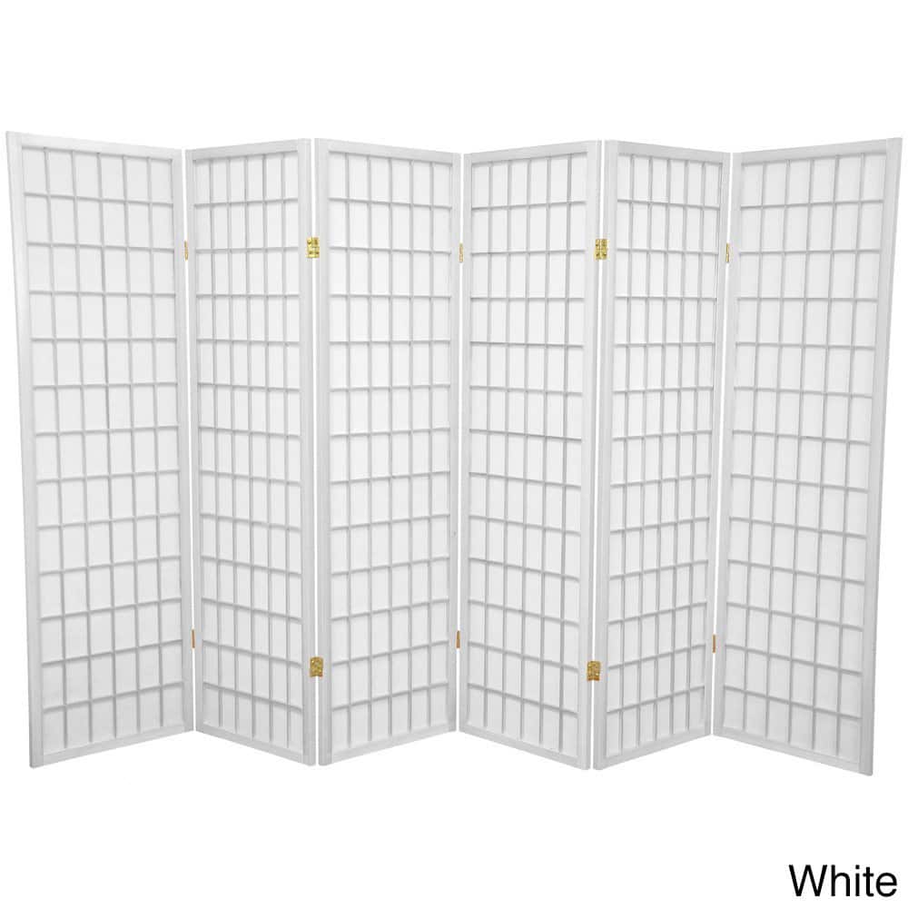 Handmade Wood and Rice Paper 5-foot Windowpane Room Divider (China)