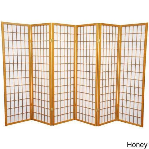 Handmade 5' Wood and Rice Paper Window Pane Room Divider