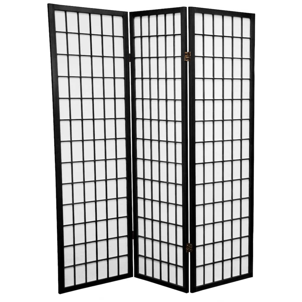 Handmade Wood and Rice Paper 5-foot Windowpane Room Divider (China)