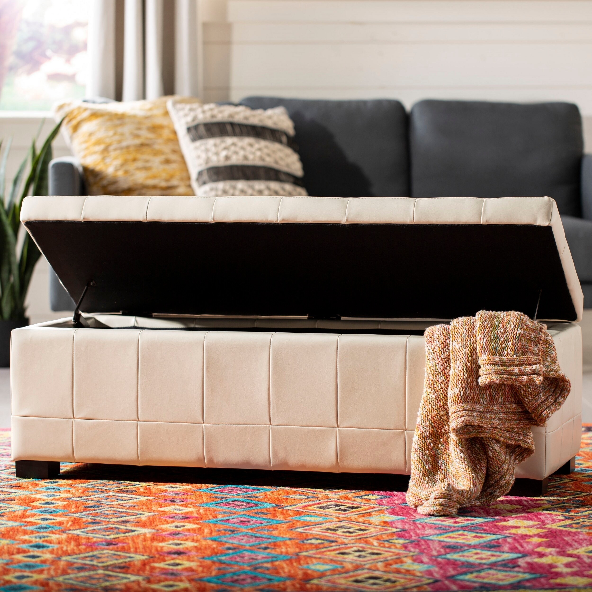 Shop Safavieh Manhattan Large Off White Storage Bench 48 X 18