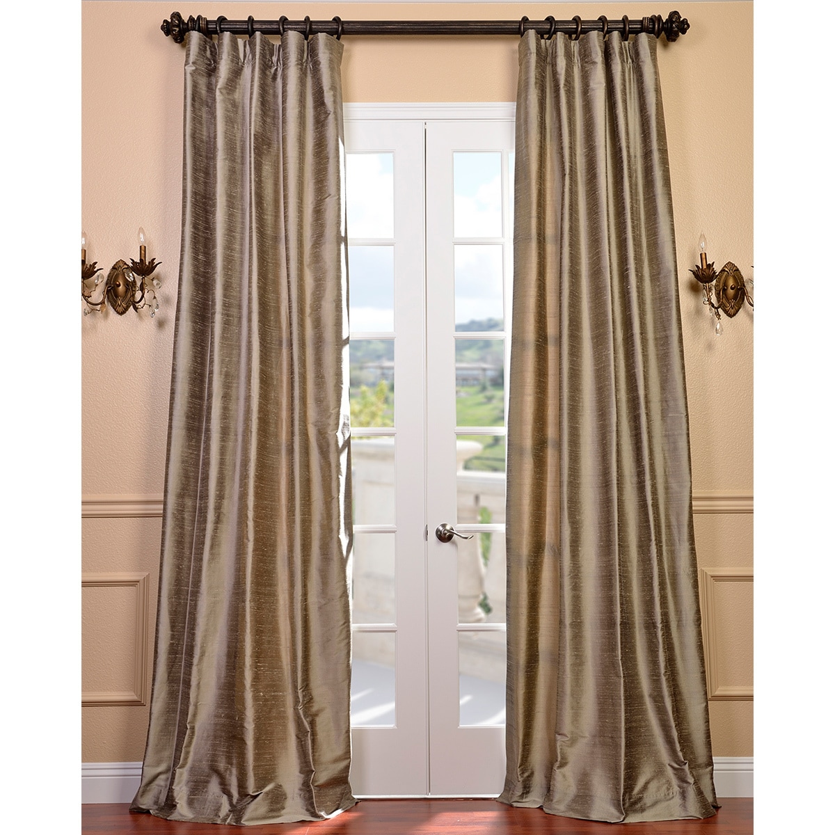 Signature Cashmere 108 inch Textured Silk Curtain Panel