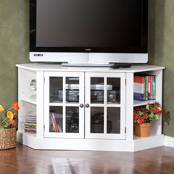 Crescent White Corner Media Stand Upton Home Entertainment Centers