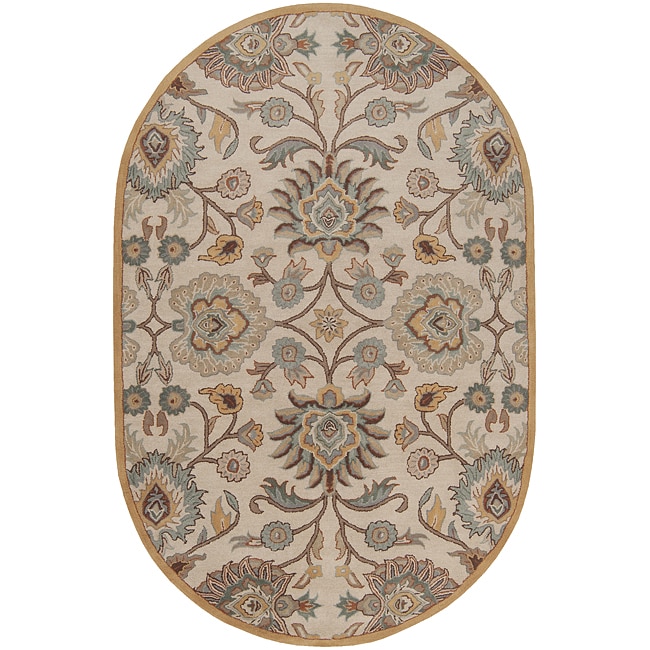 None Hand tufted Coliseum Beige Floral Wool Rug Beige Size 6 x 9