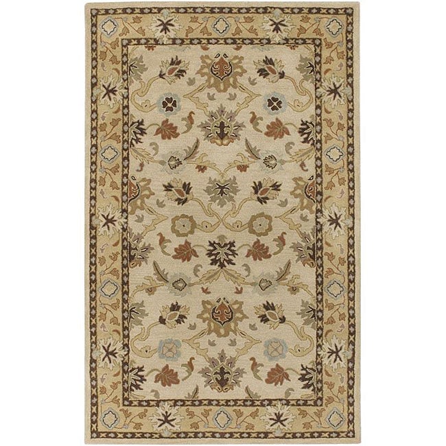 Hand tufted Traditional Coliseum Vanilla Floral Border Wool Rug (4 Round) (BeigePattern OrientalMeasures 0.625 inch thickTip We recommend the use of a non skid pad to keep the rug in place on smooth surfaces.All rug sizes are approximate. Due to the dif