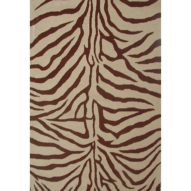 Hand-tufted Zebra Beige Wool Rug (6' x 9')