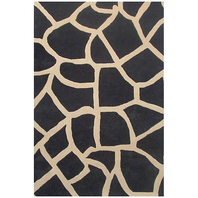 Hand-tufted Black Giraffe Wool Rug - 6' x 9'