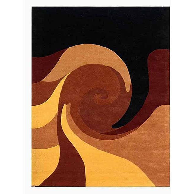Hand-tufted Twister Wool Rug - 6' x 9'