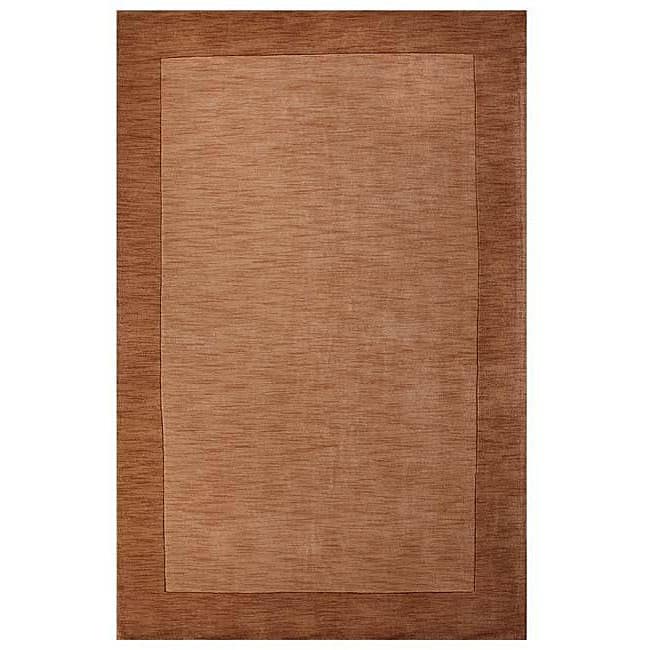 Hand-tufted Bordered Beige Wool Rug (6' x 9')