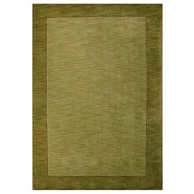 Hand tufted Bordered Green Wool Rug (6 X 9) (greenPattern borderMeasures 1 inch thickTip We recommend the use of a non skid pad to keep the rug in place on smooth surfaces.All rug sizes are approximate. Due to the difference of monitor colors, some rug 