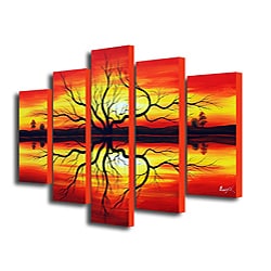 'Sunset' Hand-painted Canvas Art Set - Overstock Shopping - Top Rated ...