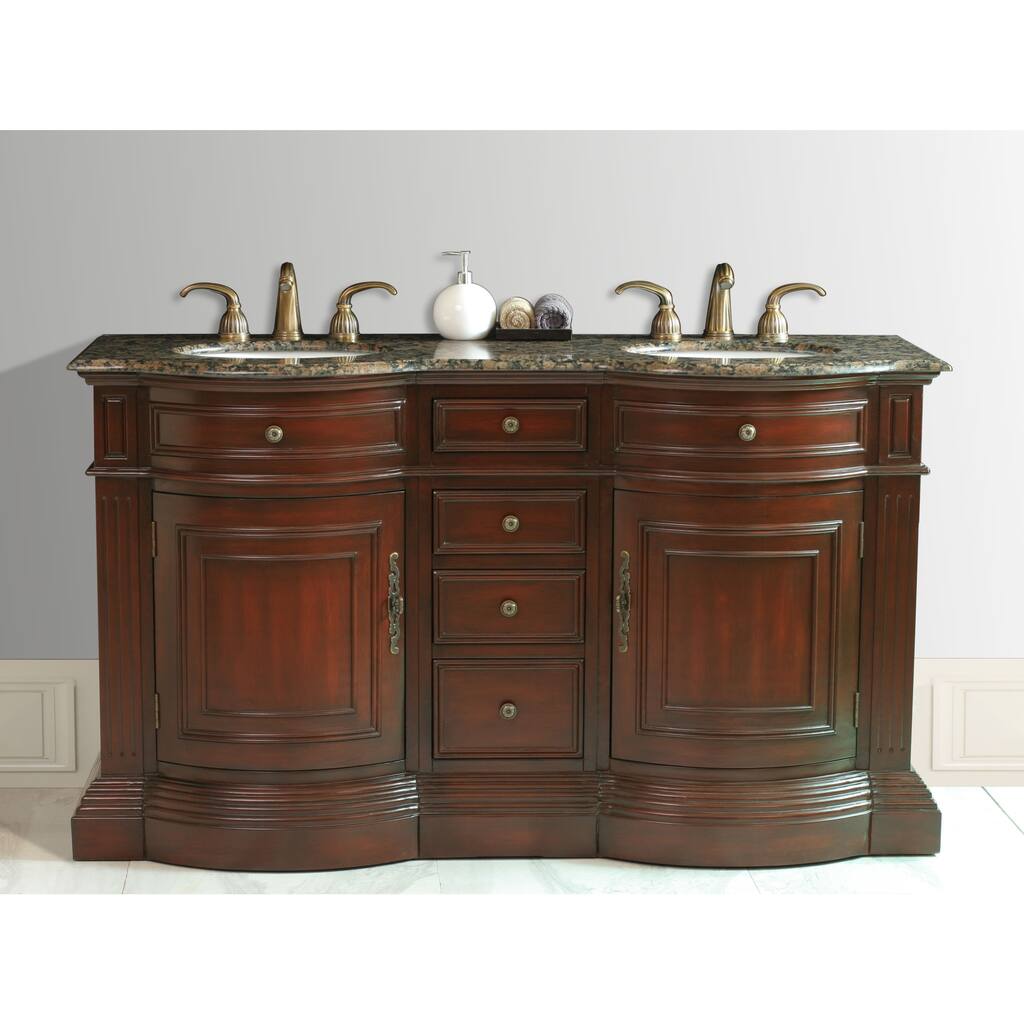 Stufurhome Catherine Double-sink Granite Vanity - Red