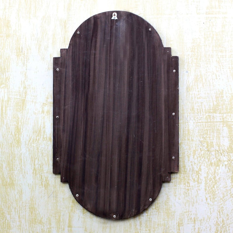 Handmade Metallic Mango Wood Palace Window Mirror (India)