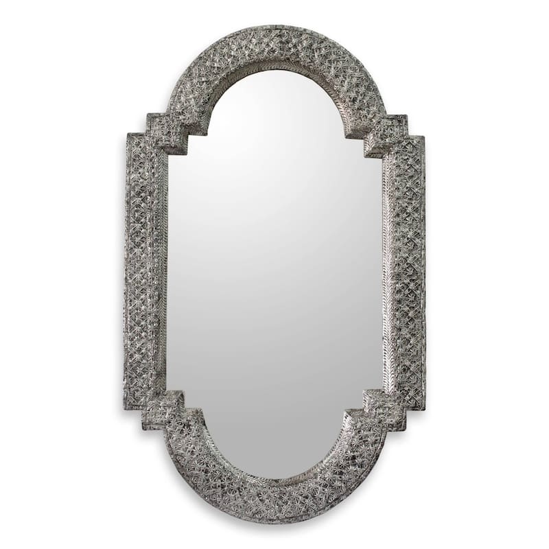 Handmade Metallic Mango Wood Palace Window Mirror (India)