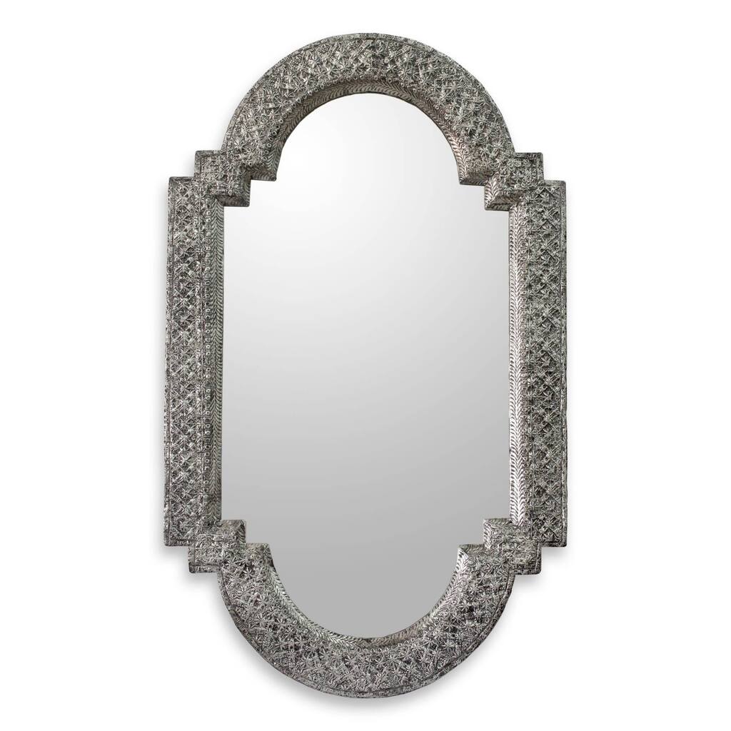 Handmade Metallic Mango Wood Palace Window Mirror (India)