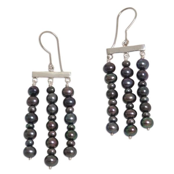 Handmade Pearl Iridescent Chimes Chandelier Earrings Iridescent Chimes Chandelier Earrings