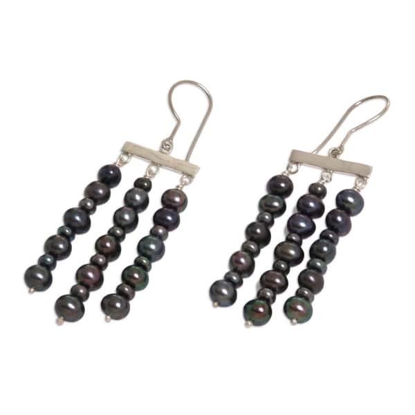 Handmade Pearl Iridescent Chimes Chandelier Earrings Iridescent Chimes Chandelier Earrings