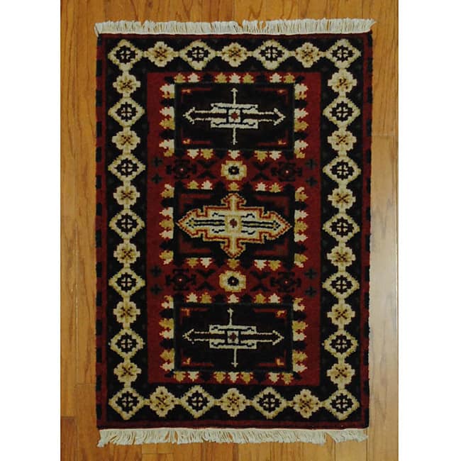 Handmade Indo Kazak Wool Rug (Afghanistan) - 2' x 3'