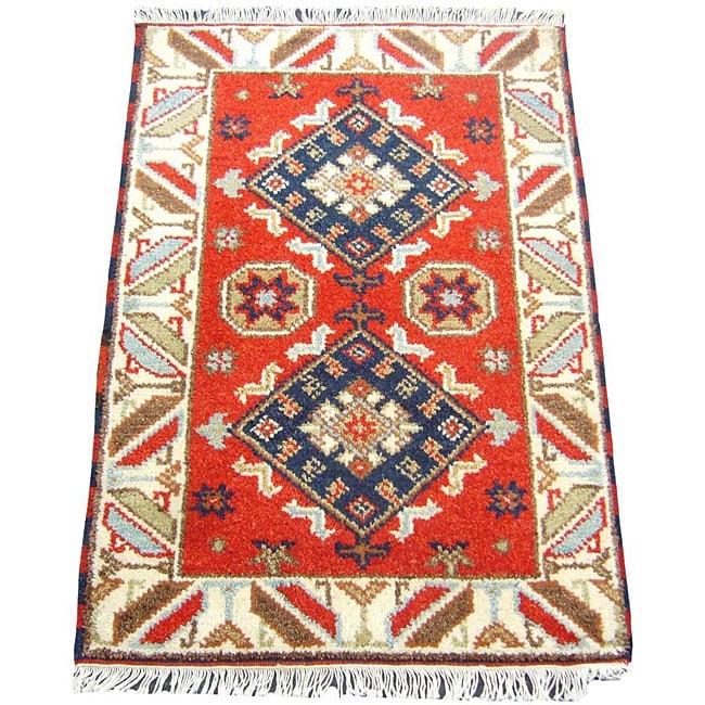 Handmade Indo Kazak Wool Rug (Afghanistan) - 2' x 3'