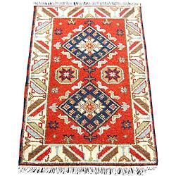 Burgundy/red ft Traditional Afghan Design Handmade Kazak Rug 3' 3 x 4' 9 Wool Burgundy/red ft Traditional Afghan Design Handmade Kazak Rug 3' 3 x 4' 9 Wool