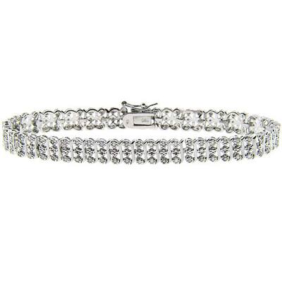 Finesque Sterling Silver 1ct TDW Diamond S-Link Bracelet