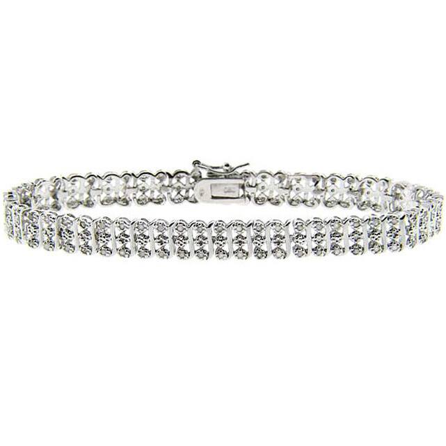 Finesque Sterling Silver 1ct TDW Diamond S-Link Bracelet