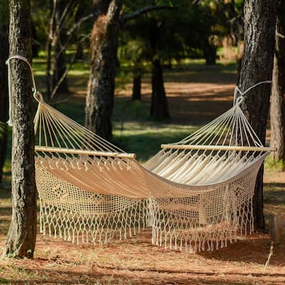 Handmade White Cotton Maya Daydream Hammock (Mexico)