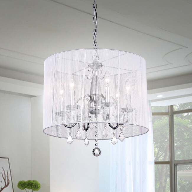 Chrome and Cream 6-light Crystal Chandelier