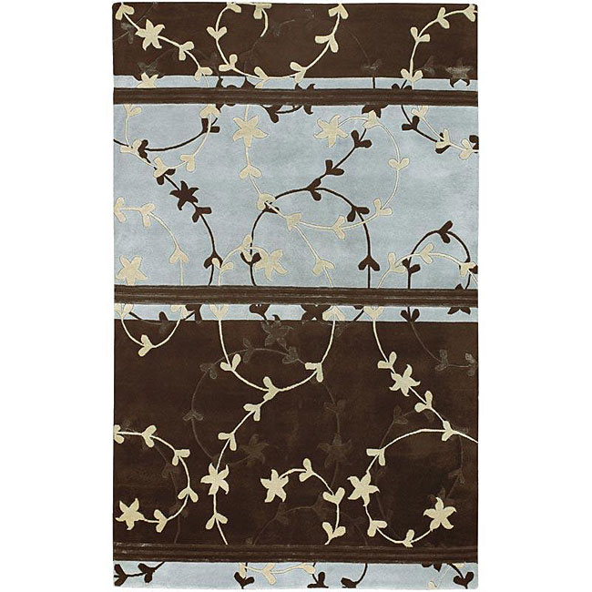 Hand knotted Chocolate/ Spa Wool Rug (26 X 10) (BrownPattern FloralMeasures 0.625 inch thickTip We recommend the use of a non skid pad to keep the rug in place on smooth surfaces.All rug sizes are approximate. Due to the difference of monitor colors, so