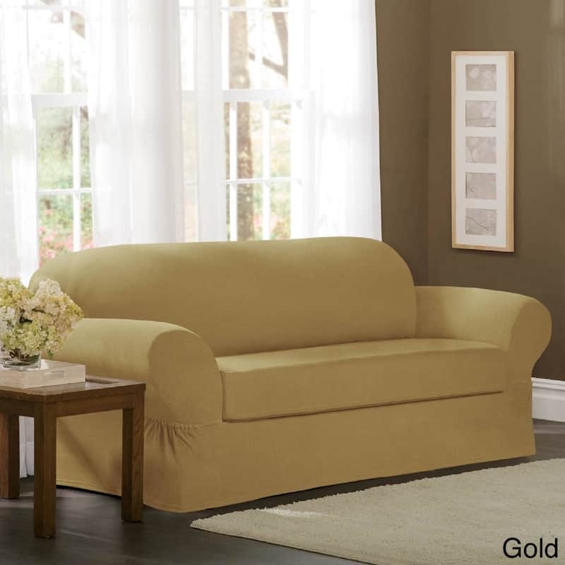 Maytex Collin 2-piece Loveseat Slipcover - 34" high/53-73" wide/38" deep - Gold