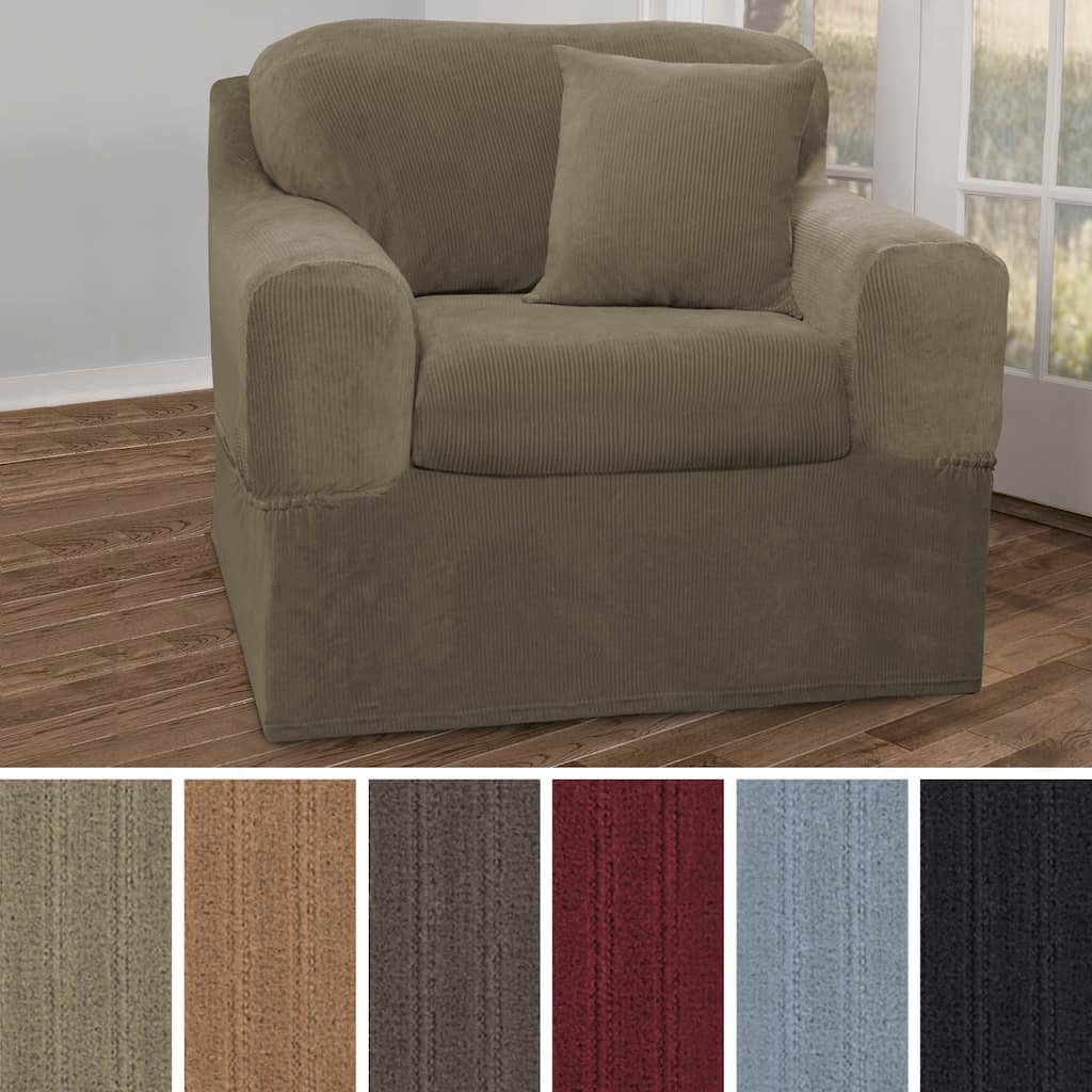 Maytex Collin Stretch Pinstripe 2 Piece Chair Furniture Slipcover