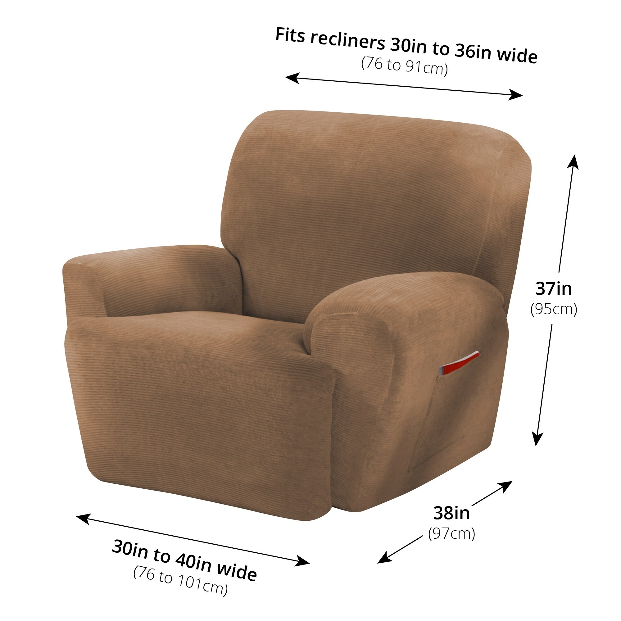 Maytex collin stretch 4 2025 piece recliner furniture slipcover