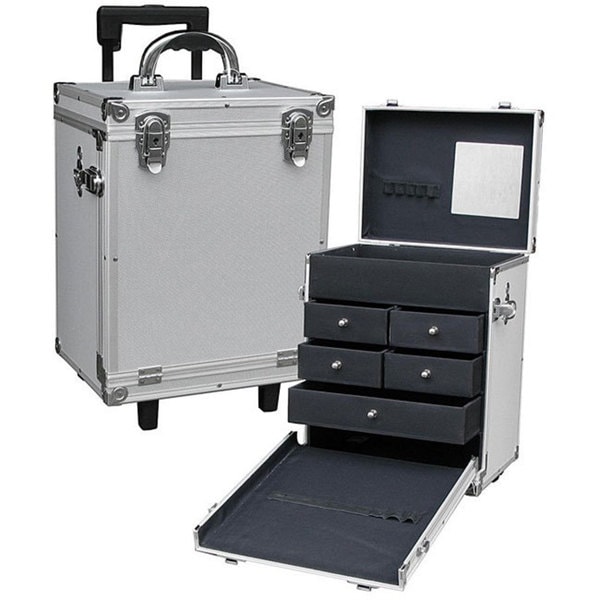 Shop Seya Pro Silver Makeup Case with Drawers Free Shipping Today
