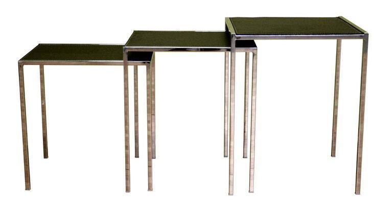 Modern Bonded Leather Nesting Tables (Set of 3)