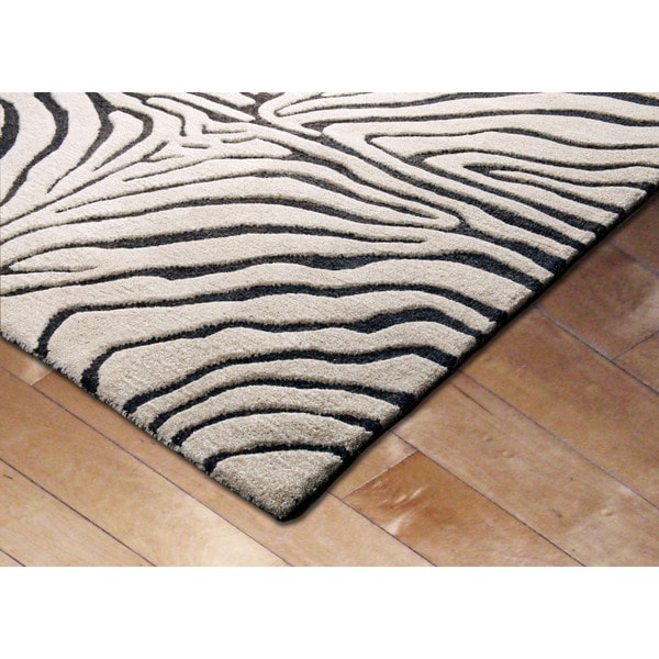 Liora Manne Safari Zebra Black Wool Rug (5' x 8') - 5' x 8'
