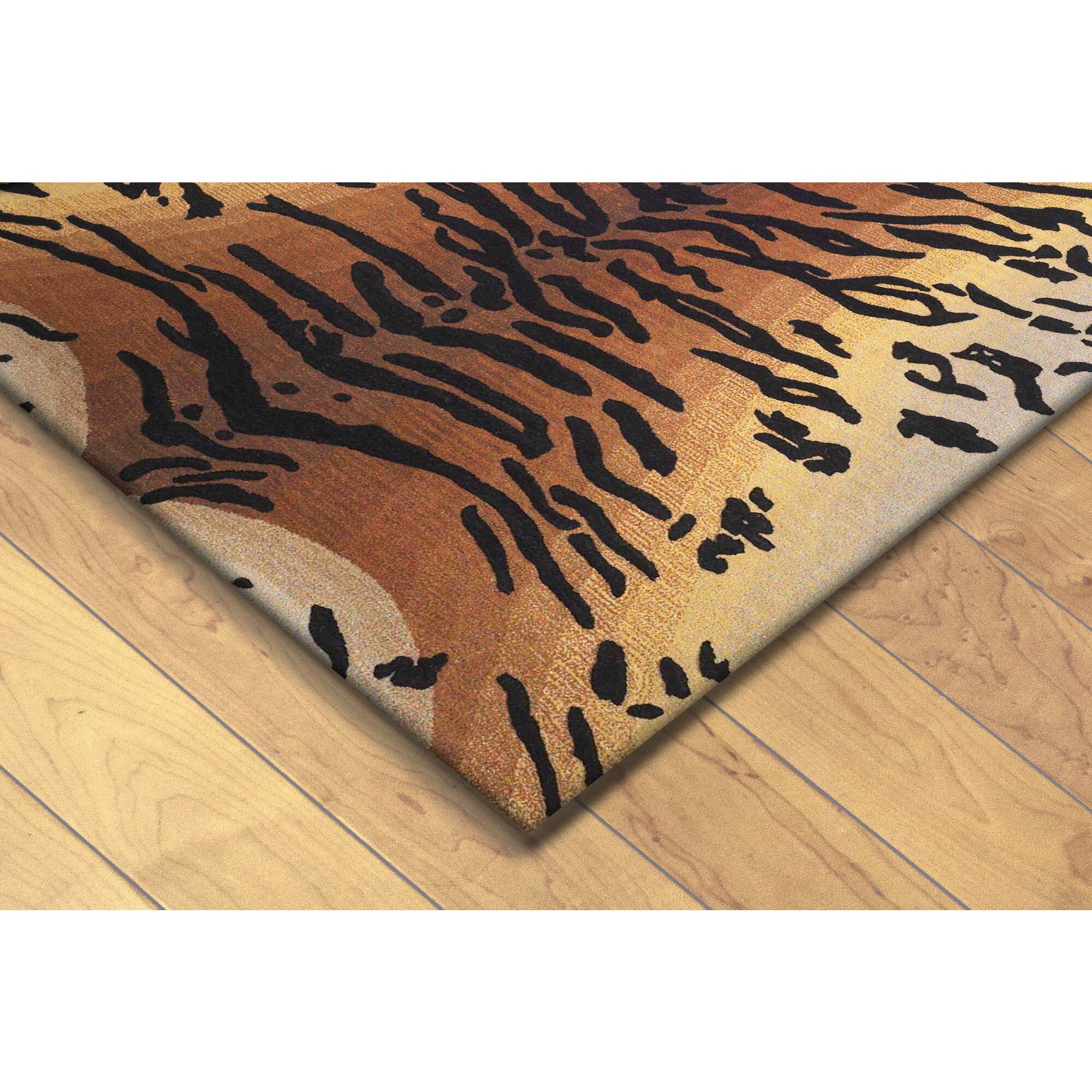 Safari Tiger Brown Wool Rug (3'6 x 5'6)