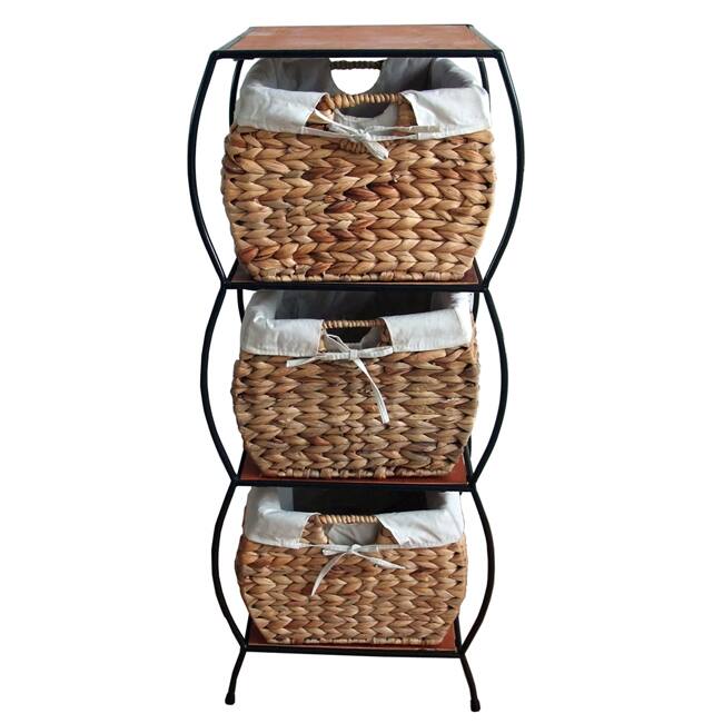 Seagrass 3-Drawer Storage Shelf