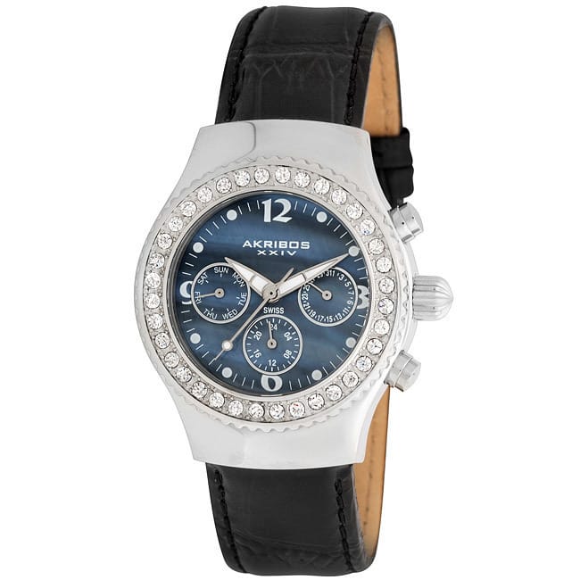 Akribos XXIV Women's Austrian Crystal Multifunction Quartz Black Watch
