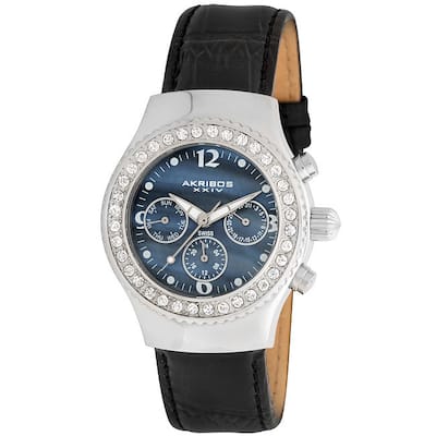 Akribos XXIV Women's Austrian Crystal Multifunction Quartz Black Watch