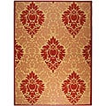 Safavieh St. Barts Damask Natural/ Red Indoor/ Outdoor Rug - 8' x 11'
