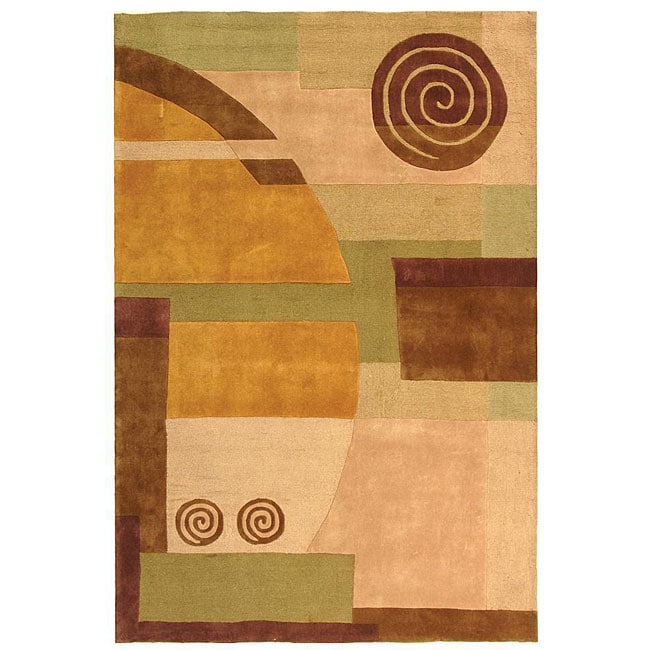 Handmade Rodeo Drive Soho Beige New Zealand Wool Rug (96 X 136)