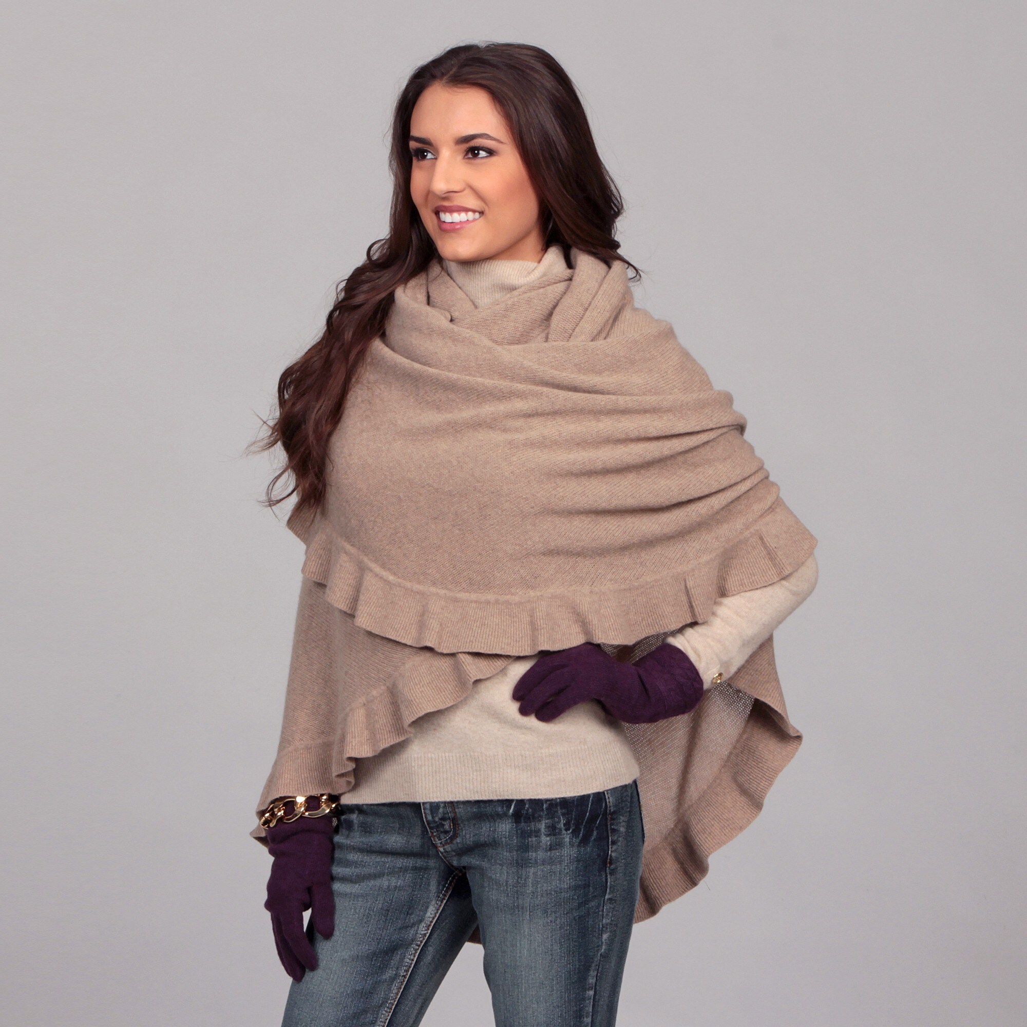 cashmere ruffle wrap shawl