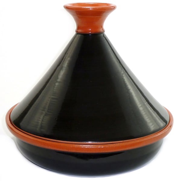 Hand painted 12 inch Black Cookable Tagine (Tunisia) Serving Pieces