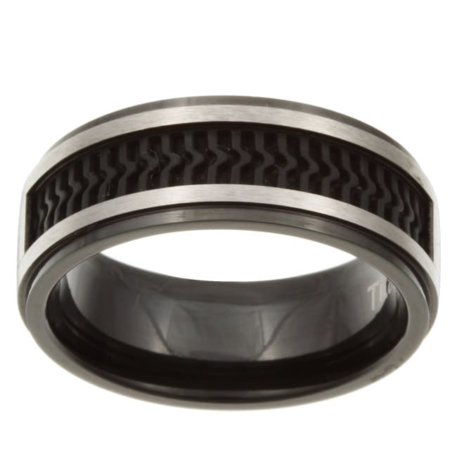 Shop Men s Two tone Titanium Rubber  Inlay Band  On Sale  