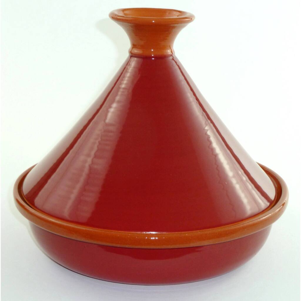 Handmade Clay Burgundy Red Tagine (Tunisia)