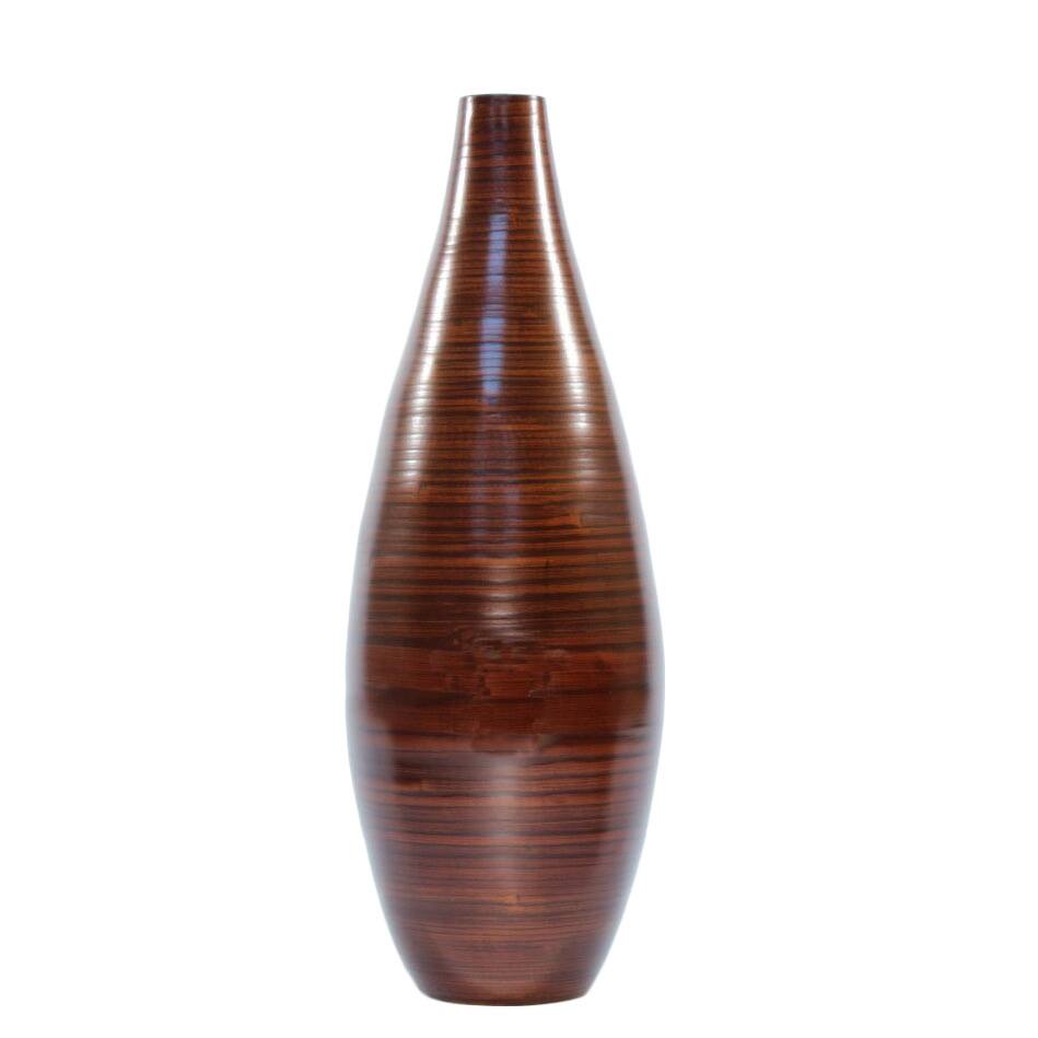 Brown Bamboo 24-inch Floor Vase and Floral