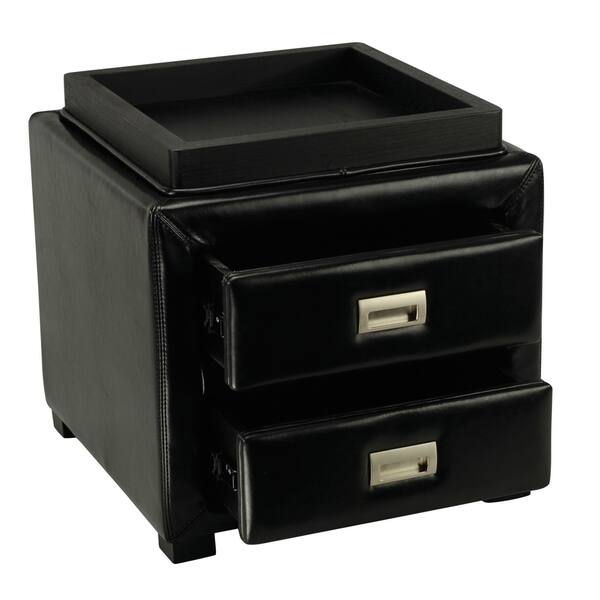 Shop Safavieh Metro 2 Drawer Black Bicast Leather Storage Ottoman