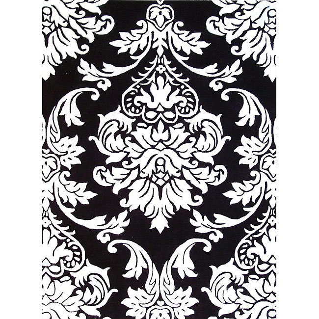 Hand tufted Black Medallion Wool Rug (5 X 8)