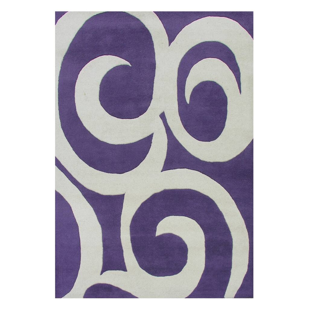 Alliyah Handmade Purple New Zealand Blend Wool Rug - 5' x 8'